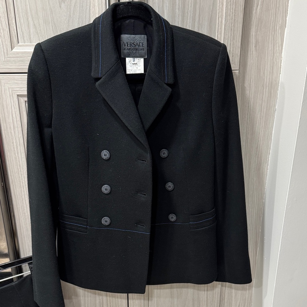 Versace Women's Black Double-Breasted skirt suit size 42 European or size 10 USA
